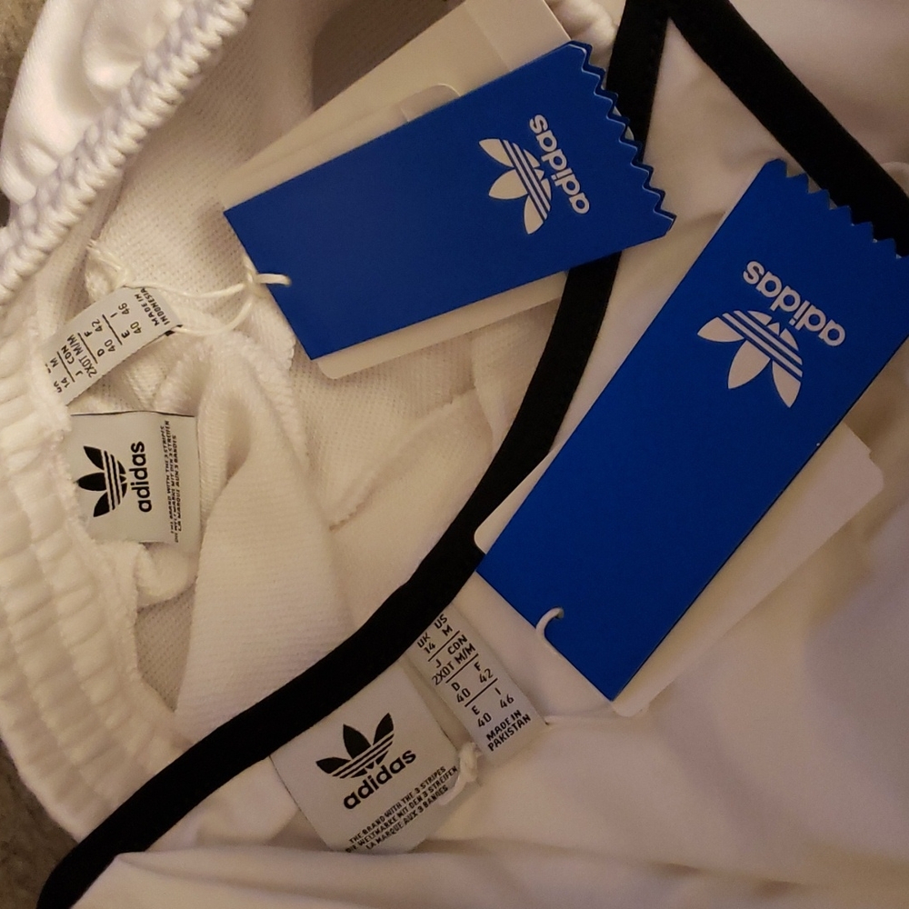 Adidas White Black Tank Top Jogger Fleece Shorts SET - Picture 10 of 10